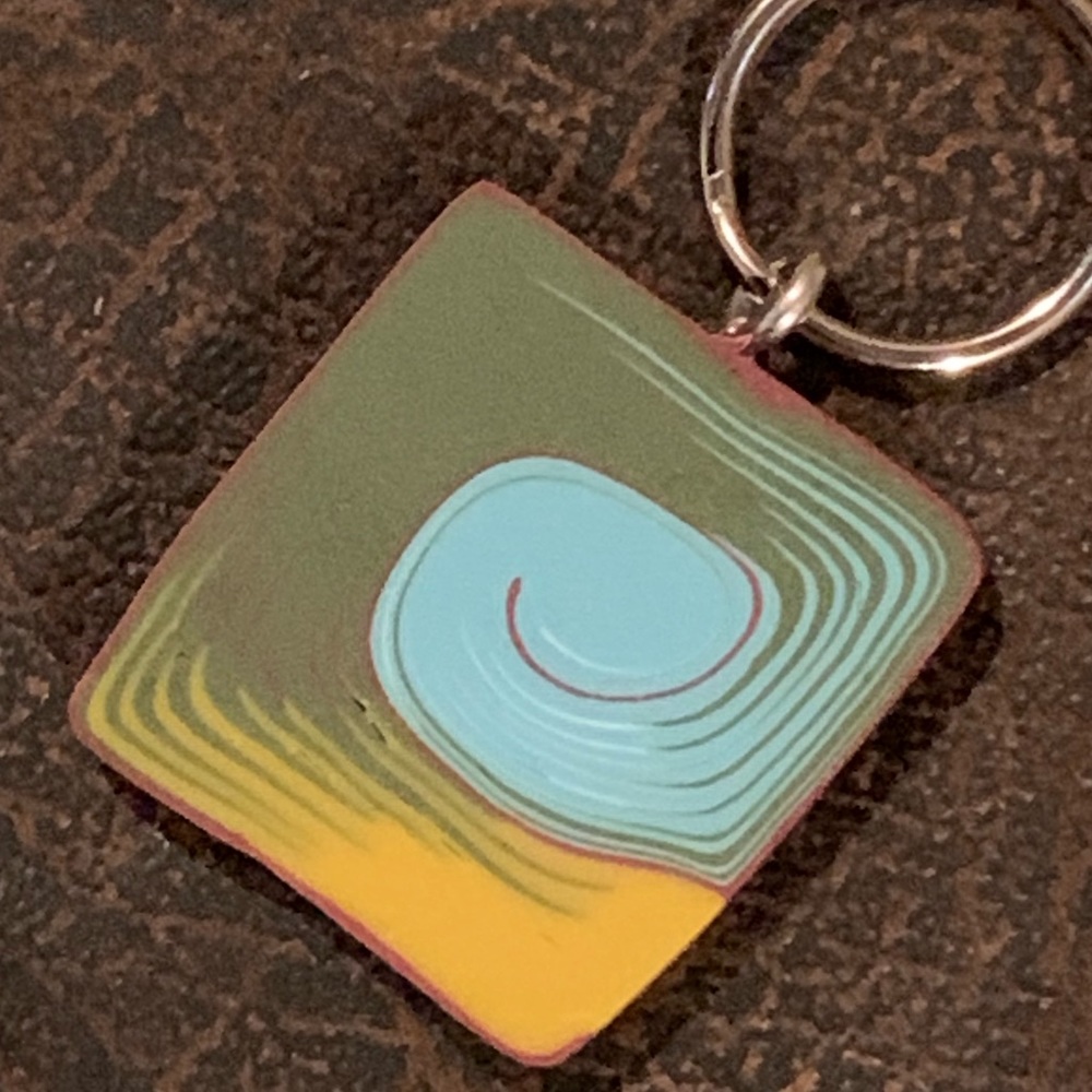🎁 New Yellow House Studio Polymer Clay Pendant Keychain